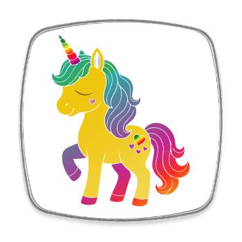 Rainbow Unicorn Cartoon Design - Square fridge magnet - white - Front