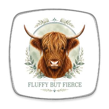 Fluffy but Fierce Highlander Collection - Square fridge magnet - white - Front