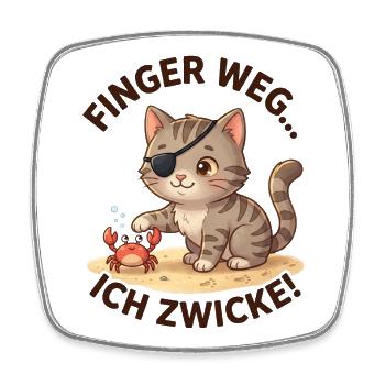 Katze Krabbe Finger weg Spruch - Viereckiger Kühlschrankmagnet - Weiß - Vorne