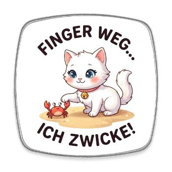 Katze Krabbe Finger weg Spruch - Viereckiger Kühlschrankmagnet - Weiß - Vorne