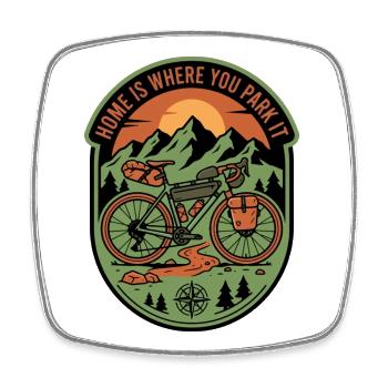 Home Is Where You Park It Gravel Bike - Square fridge magnet - white - Front