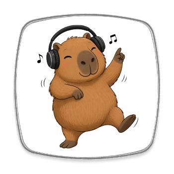Kapibara Hamster Music Dancing Singing Farm - Square fridge magnet - white - Front