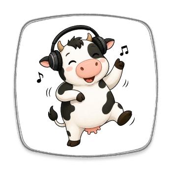 Cow dancing to music farmer farm - Square fridge magnet - white - Front