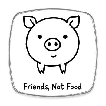 Friends Not Food Porc Vegan Minimaliste - Magnet carré - blanc - Devant