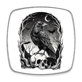 Raven over skull in the moonlight - Square fridge magnet - white - Front