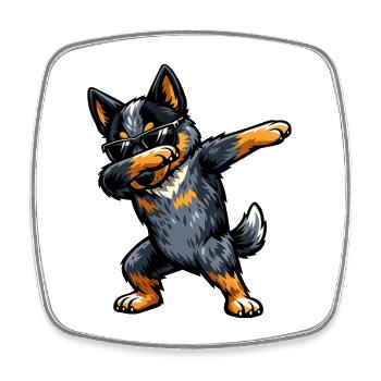 Dabbing Australian Cattle Dog - Square fridge magnet - white - Front