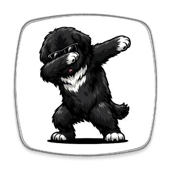 Dabbing Newfoundland in Comic Style - Square fridge magnet - white - Front