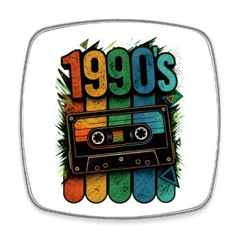 1990s Cassette Neon Splash - Square fridge magnet - white - Front