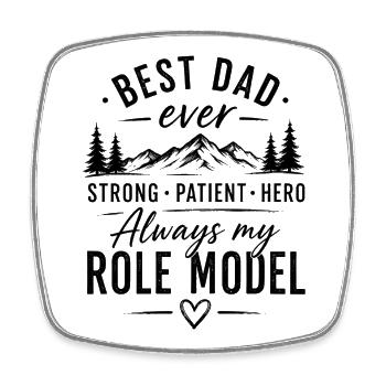 Best Dad Role Model in Mountains - Square fridge magnet - white - Front