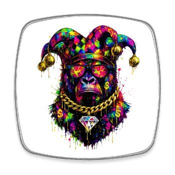 Gorilla Jester Neon Graffiti - Square fridge magnet - white - Front