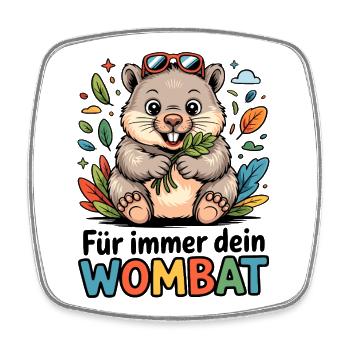 Wombat mit Blättern - Viereckiger Kühlschrankmagnet - Weiß - Vorne