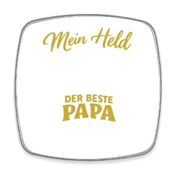 Mein Held Der Beste Papa - Viereckiger Kühlschrankmagnet - Weiß - Vorne