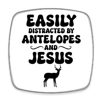 Humour chrétien de Jésus antilope - Magnet carré - blanc - Devant