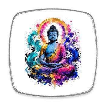 Buddha Wave Meditation Art - Square fridge magnet - white - Front