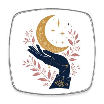 Main Mystique avec Lune – Design Gothique Céleste - Magnet carré - blanc - Devant
