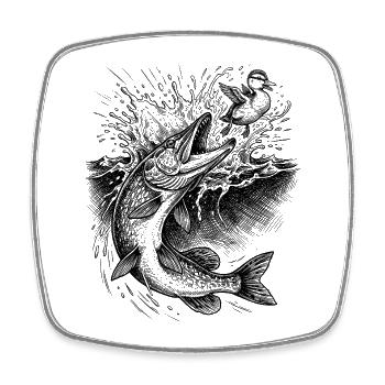 Pike Surface Hunting | Classic Collection - Square fridge magnet - white - Front