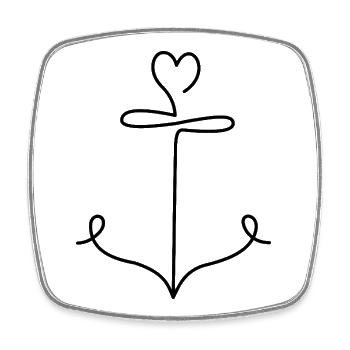 Anchor with heart in minimalist style - Square fridge magnet - white - Front