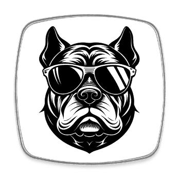 Bulldog with sunglasses - Square fridge magnet - white - Front