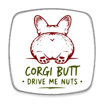Corgi Butt Humor Shirt - Square fridge magnet - white - Front