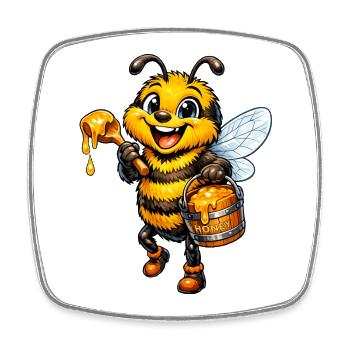 happy bee - Square fridge magnet - white - Front