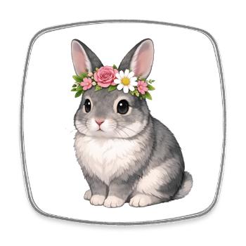 Lapin chinchilla - Magnet carré - blanc - Devant