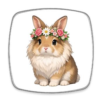 Lion Head Rabbit - Square fridge magnet - white - Front