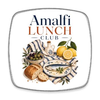 Amalfitain Lunch Club Italie Méditerranée - Magnet carré - blanc - Devant