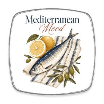 Mediterranean Mood Sardine Mediterran - Square fridge magnet - white - Front