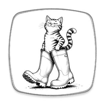 Cat in rubber boots, Puss in Boots - Square fridge magnet - white - Front
