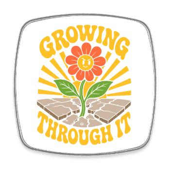 Growing Through It Flower - Square fridge magnet - white - Front