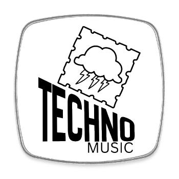 Techno - Viereckiger Kühlschrankmagnet - Weiß - Vorne