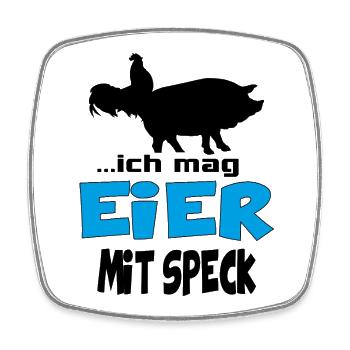 Ich mag Eier mit Speck Huhn Schwein Bauer Tiere - Viereckiger Kühlschrankmagnet - Weiß - Vorne