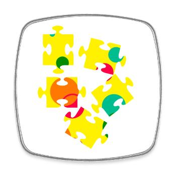 Bunte Puzzleteil Collage - Viereckiger Kühlschrankmagnet - Weiß - Vorne