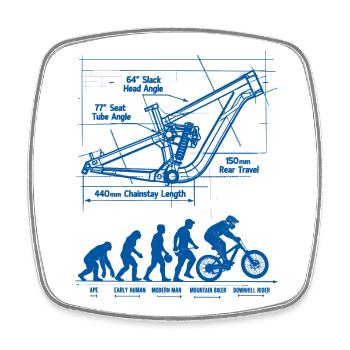 Plan de la MTB Evolution : châssis à suspension intégrale - Magnet carré - blanc - Devant