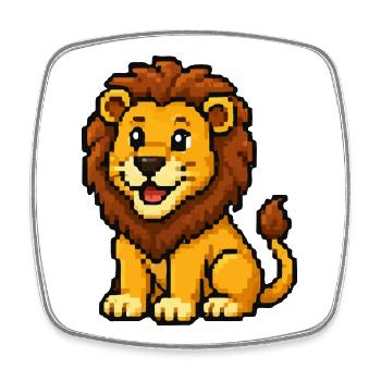 Pixel Lion Cub Design - Square fridge magnet - white - Front