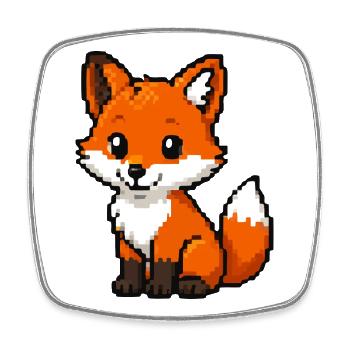 Retro Pixel Fox Cuddly Fox - Square fridge magnet - white - Front