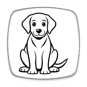 Chiot labrador - Magnet carré - blanc - Devant