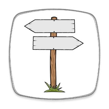 Dessin animé en panneau en bois - Magnet carré - blanc - Devant