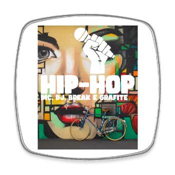 Hip Hop Graffiti Portrait with Bicycle - Square fridge magnet - white - Front