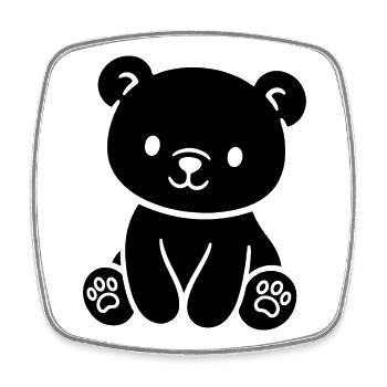 Petit ours en peluche mignon pour bébés et tout-petits - Magnet carré - blanc - Devant