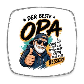 Opa Cool: Der Beste Großvater - Viereckiger Kühlschrankmagnet - Weiß - Vorne