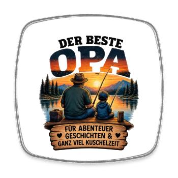 Der beste Opa Abenteuer Kuschelzeit - Viereckiger Kühlschrankmagnet - Weiß - Vorne