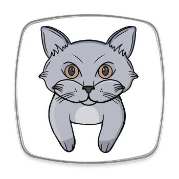 Portrait de chaton gris avec un chat qui regarde en regardant - Magnet carré - blanc - Devant