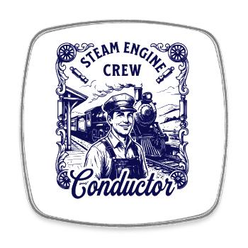 Nostalgia Steam Locomotive Motif - Square fridge magnet - white - Front
