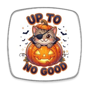 Chat d’Halloween Méchant - Magnet carré - blanc - Devant