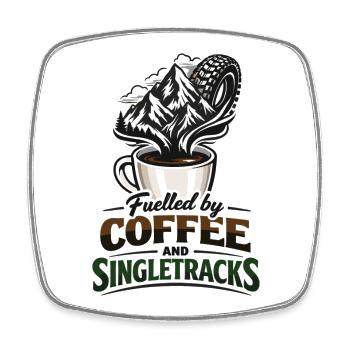 Alimenté par le café et les singletracks MTB Coffee Mugs - Magnet carré - blanc - Devant