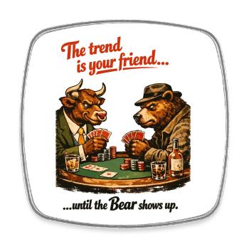 Poker Taureau & Ours : La Tendance est Votre Amie - Magnet carré - blanc - Devant