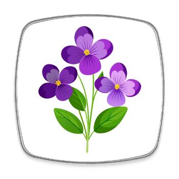 Fleurs de violettes - Magnet carré - blanc - Devant