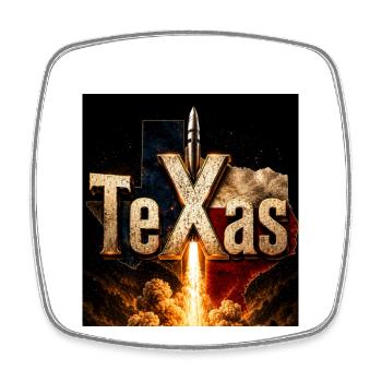 Lancement de fusée au Texas - Magnet carré - blanc - Devant