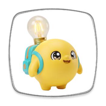 Cute Yellow School Mascot with Lightbulb Planet Ba - Viereckiger Kühlschrankmagnet - Weiß - Vorne